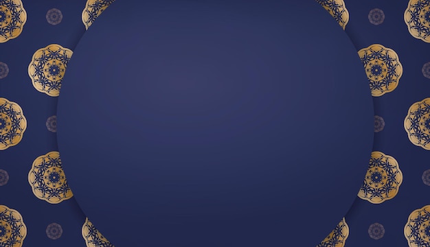 Banner blu scuro con motivo oro vintage e spazio per logo o testo
