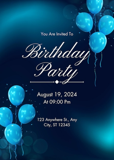 dark blue birthday party invitation 1