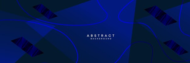 ダークブルー・ブラック・アンド・ネイビー・ブルー・グラディエント アブストラクト・テクノロジー・モダン・ジオメトリック・バナー 背景