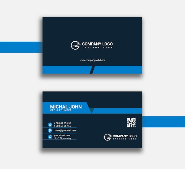 Dark and blue business card design template