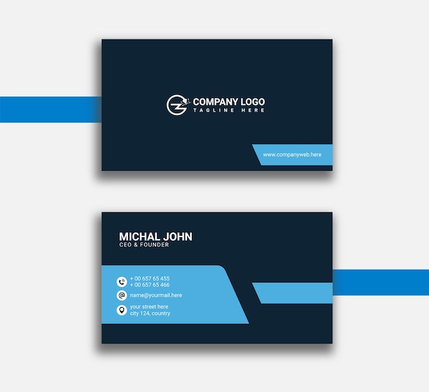 Dark and blue business card design template
