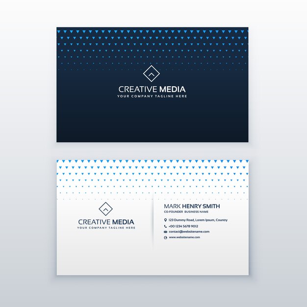 Dark blue business card design with dots