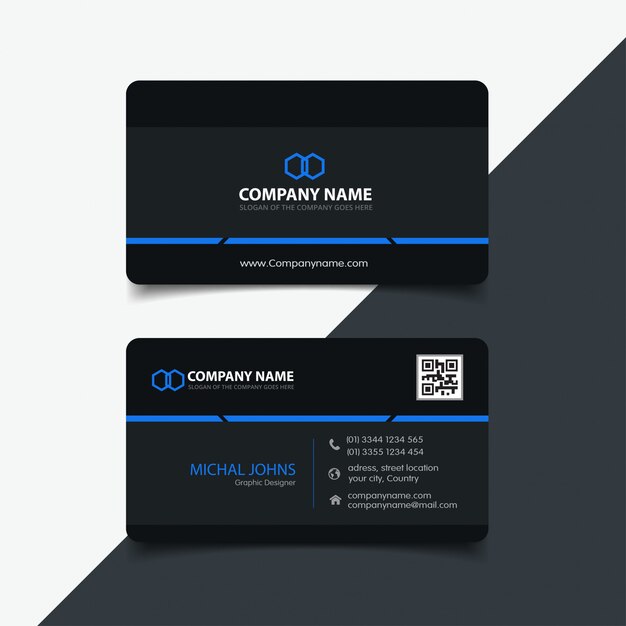 Dark and blue business card template