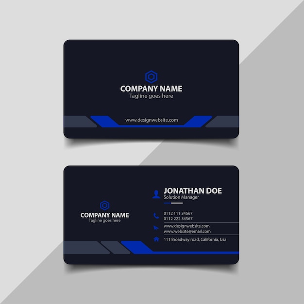 Dark blue business card template