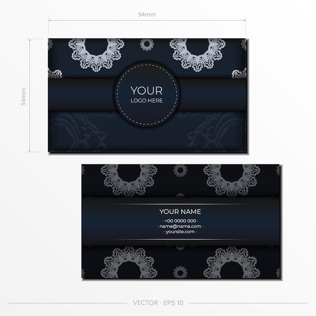 Dark blue Business cards Decorative business card ornaments oriental pattern illustration