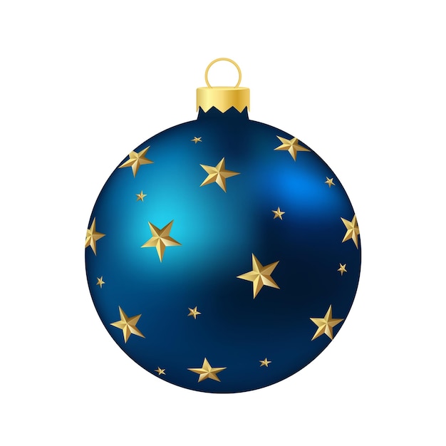 濃い青のクリスマス ツリーのおもちゃやボール ボリュームとリアルなカラー イラスト