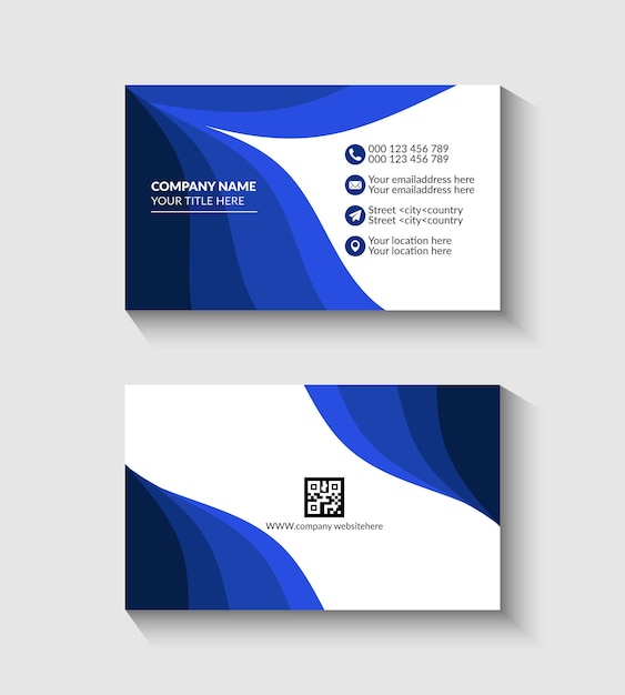 Dark blue color business card design template