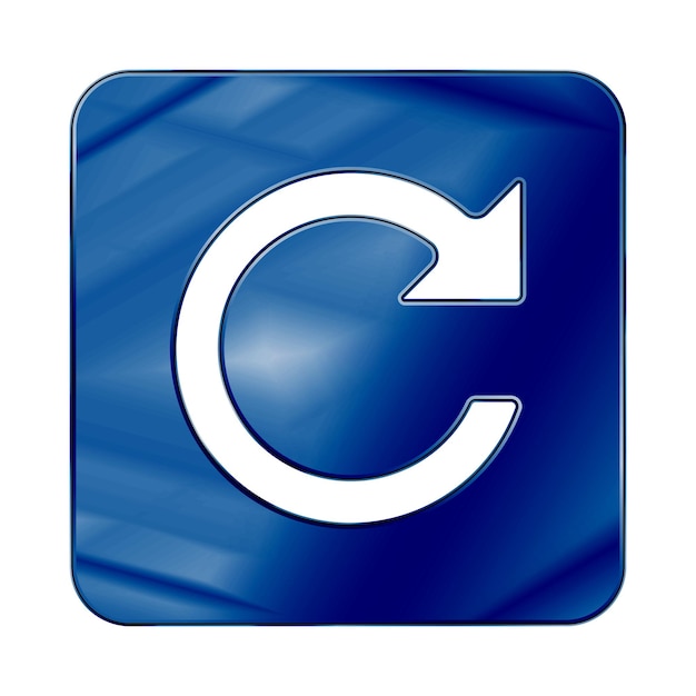 Dark blue colored metal chrome web icon arrow refresh