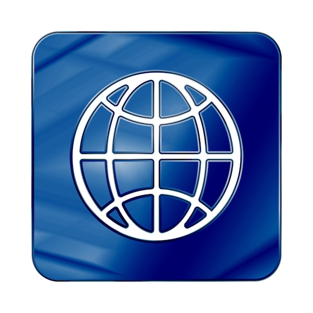 Vector dark blue colored metal chrome web icon