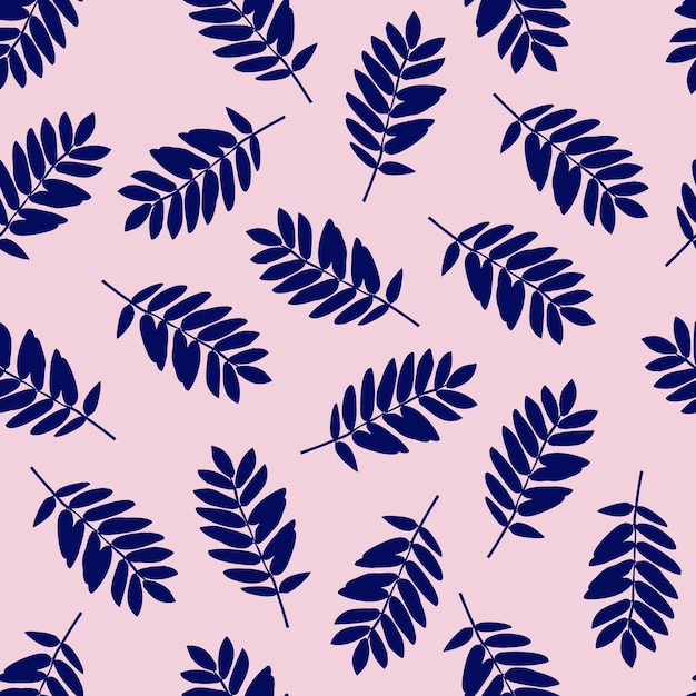 Dark blue elegant leaves pattern design. Seamless leaves pattern design