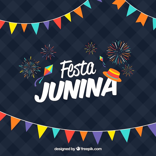 Vettore priorità bassa di junina di festa blu scuro