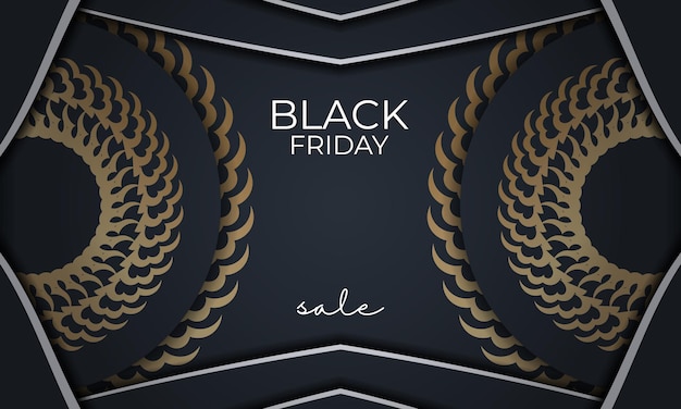 Dark blue greek gold pattern black friday sale poster