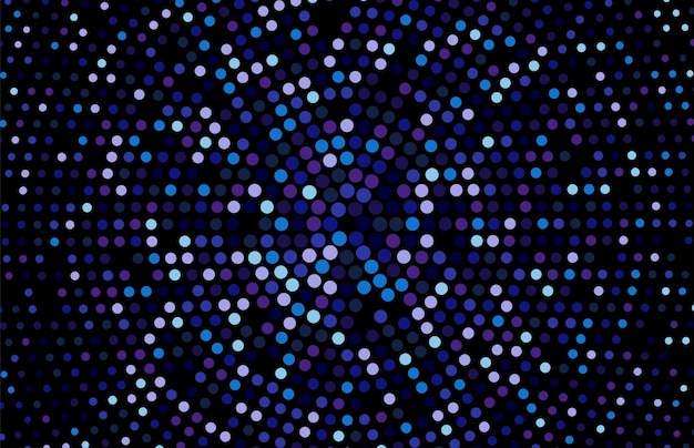 Vector dark blue halftone geometric circles shapes interesting mosaic banner