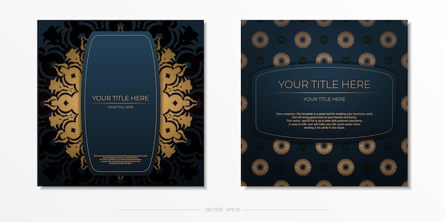 Dark blue invitation card template with abstract ornament. elegant and classic vector elements ready for print and typography.