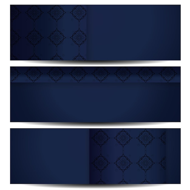 Dark blue Labels with patterns set