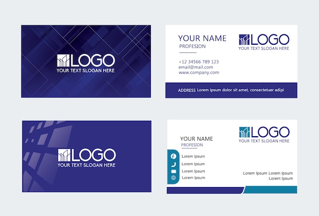 Dark blue modern creative business card and name card,horizontal simple clean template 