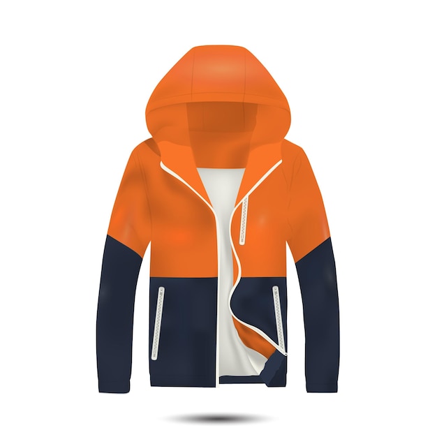 Dark blue orange color jacket mockup vector illustration