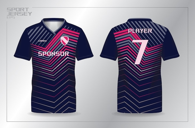 Vector dark blue and pink sport jersey for football and soccer template