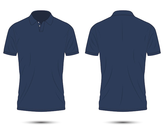 Dark blue polo shirt mockup front and back view