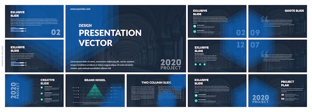 Vector dark blue presentation template