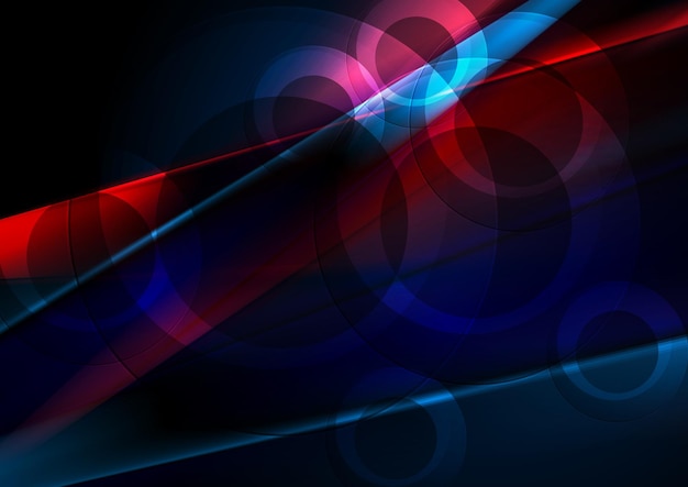 Vector dark blue and red abstract shiny glowing vector background