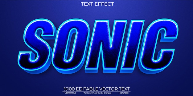 Dark Blue Shiny Sonic 편집 및 확장 가능한 템플릿 벡터 텍스트 효과