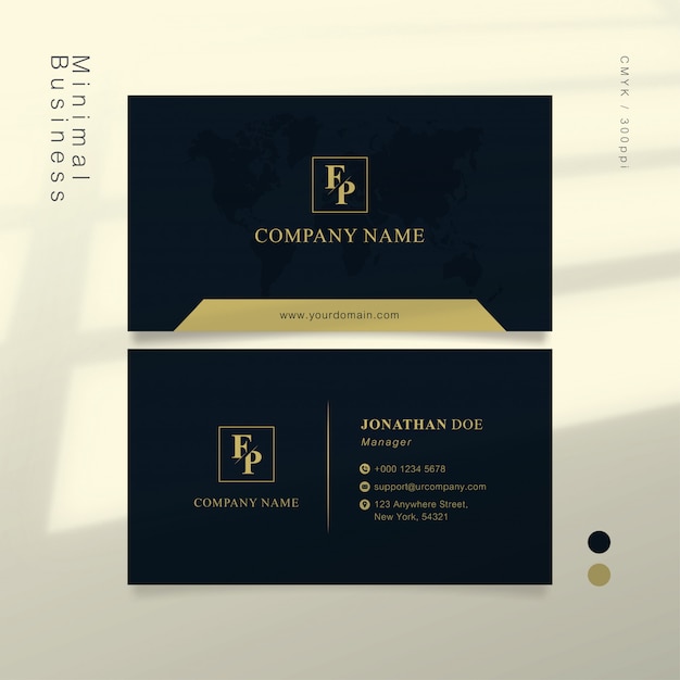 Dark blue and soft gold smart business card