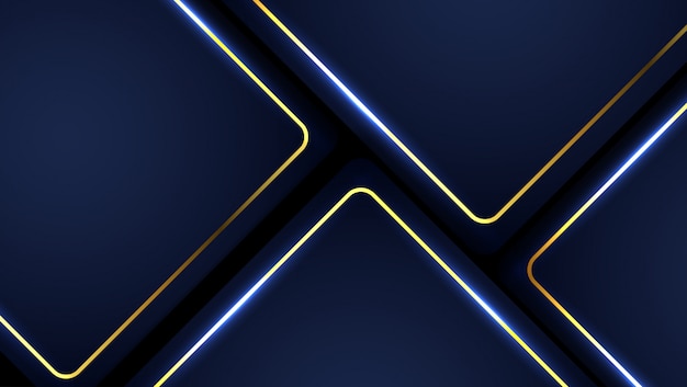 Dark blue square background with gold light abstract shapes