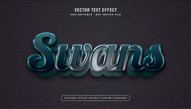 Dark blue text style with realistic plastic texture effect