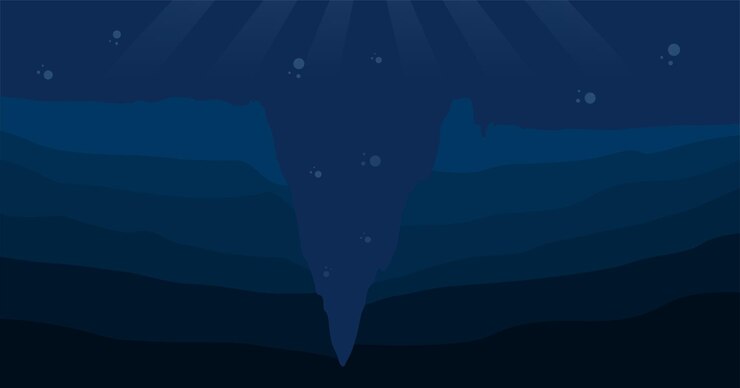 Вектор темно-голубой силуэт воды марианская траншея подводная морская векторная иллюстрация
