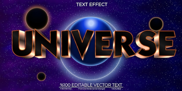 Dark and Bronze Shiny Universe Editable and Scalable Template Vector Text Effect