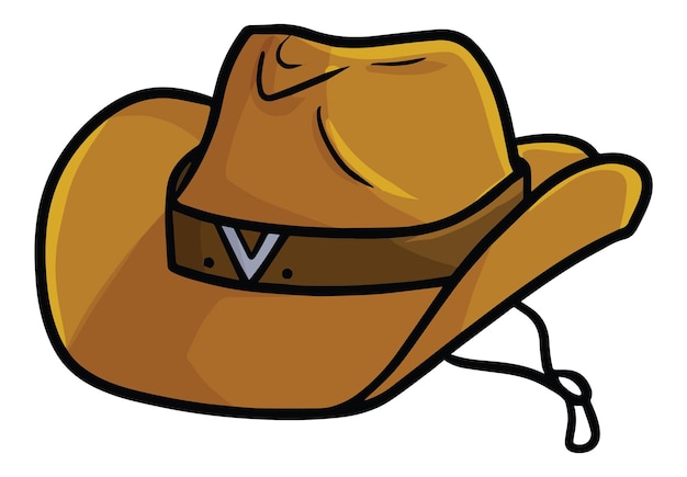 Vettore illustrazione di cartoni animati con cappello da cowboy marrone scuro