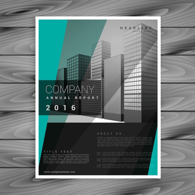 Dark business brochure vector design with geometric green shapes