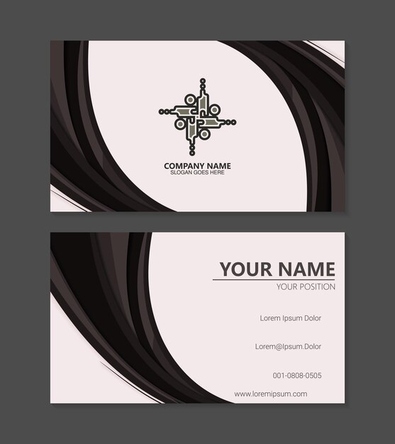 Vector dark business card design with abstract wave