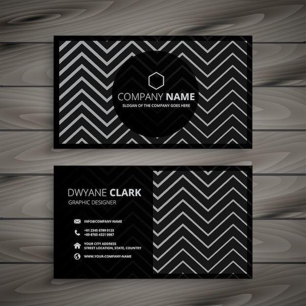 Dark business card design with zigzag line shapes