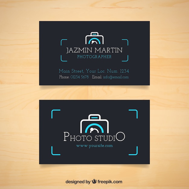 Photo carta di studio scuro con logo macchina fotografica