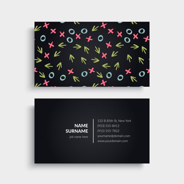 Dark business card with signs and arrows