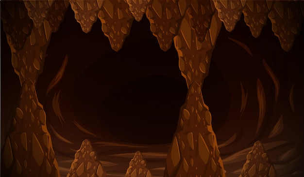 Vector dark cave formation scene