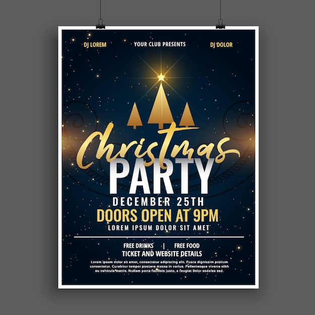 dark christmas party celebration invitation template design