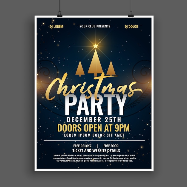 Vector dark christmas party celebration invitation template design