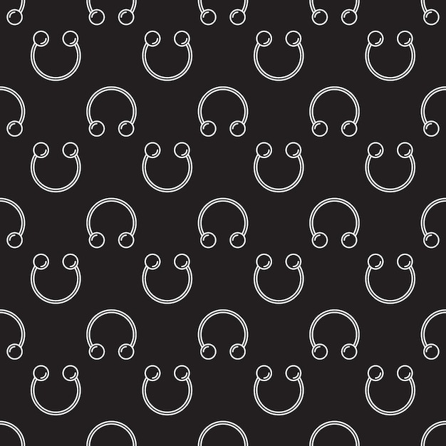 Dark circular barbells horseshoe vector seamless pattern