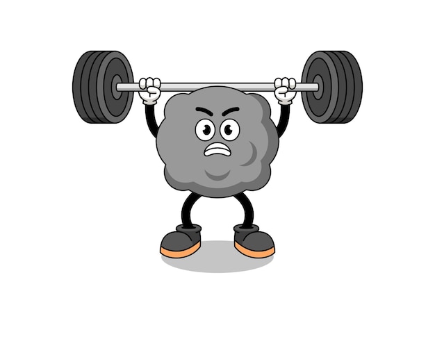 Dark cloud mascot cartoon lifting a barbell