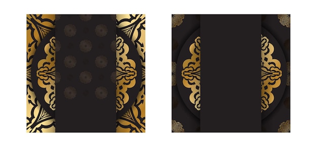 Dark color brochure with gold indian pattern