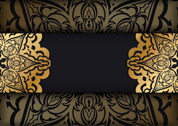 Dark color brochure with gold vintage ornament