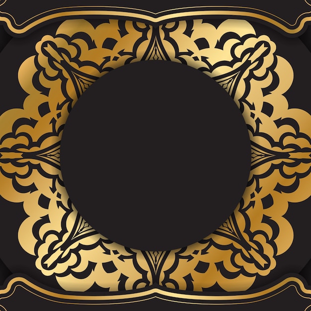 Dark color brochure with golden abstract ornament