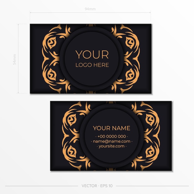 Dark color business cards with abstract ornament business card design with monogram patterns