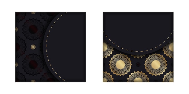 Dark color flyer with golden mandala pattern