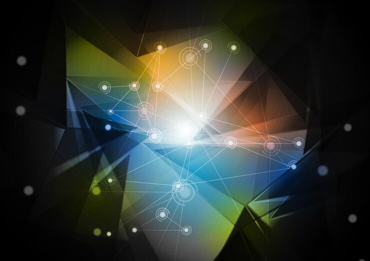 Vector dark colorful low poly tech communication design