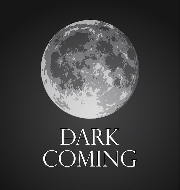 Dark coming vector illustration of full moon