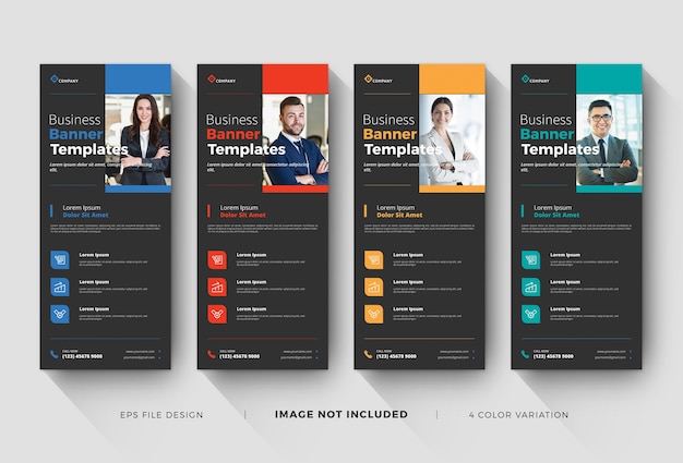 ベクトル ダークコーポレートロールアップバナーテンプレート